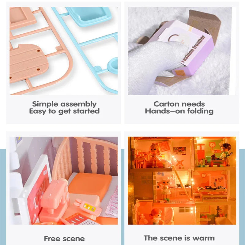 KTX-841811 DIY Mini Doll House Toy Set with Furniture for Kids Ages 6 and Up, Perfect for Pretend Play and Hands-On Learning