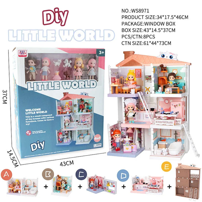 KTX-841811 DIY Mini Doll House Toy Set with Furniture for Kids Ages 6 and Up, Perfect for Pretend Play and Hands-On Learning