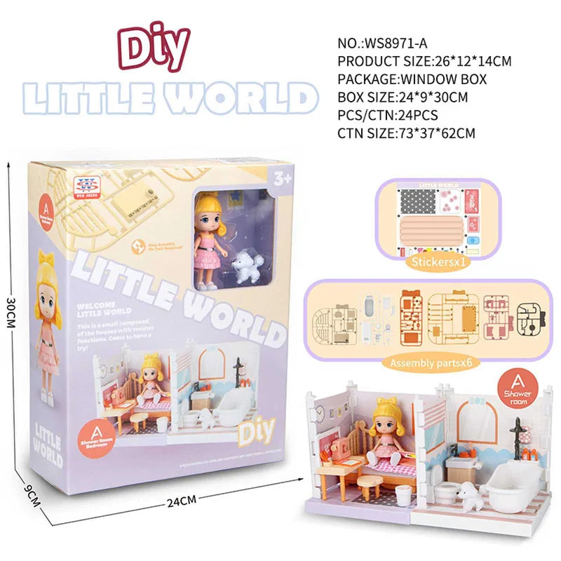 KTX-841811 DIY Mini Doll House Toy Set with Furniture for Kids Ages 6 and Up, Perfect for Pretend Play and Hands-On Learning