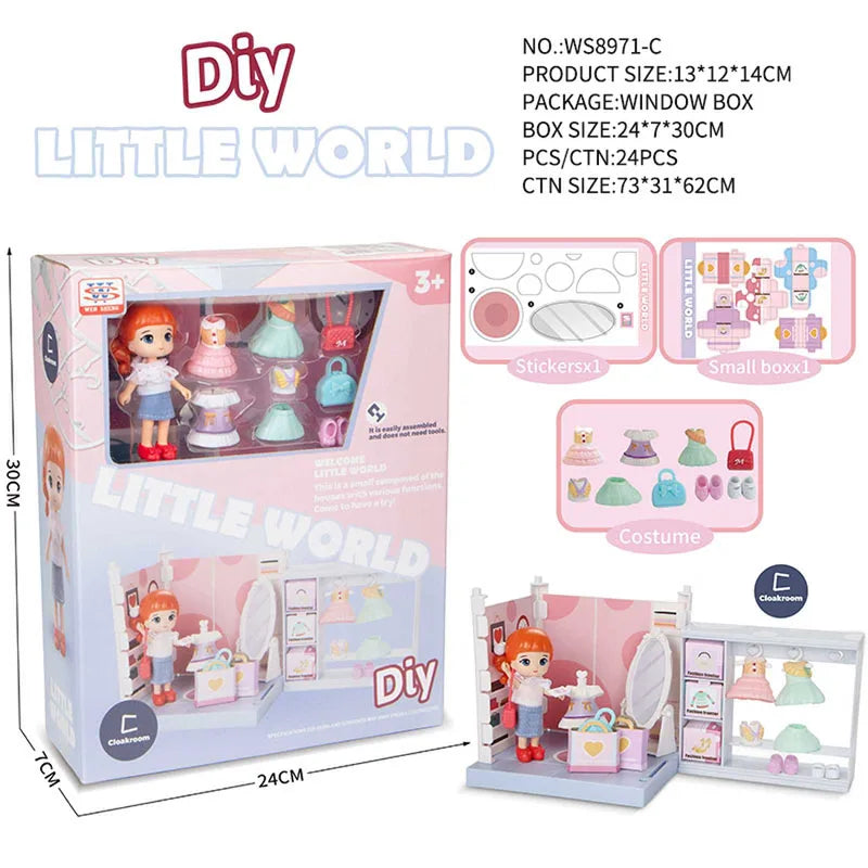 KTX-841811 DIY Mini Doll House Toy Set with Furniture for Kids Ages 6 and Up, Perfect for Pretend Play and Hands-On Learning