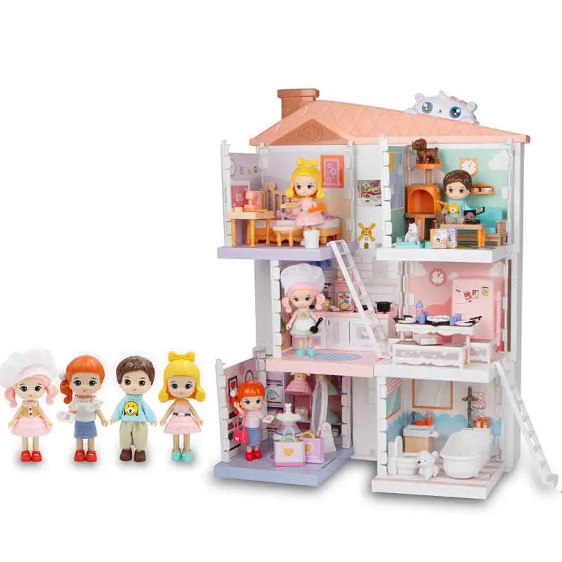 KTX-841811 DIY Mini Doll House Toy Set with Furniture for Kids Ages 6 and Up, Perfect for Pretend Play and Hands-On Learning