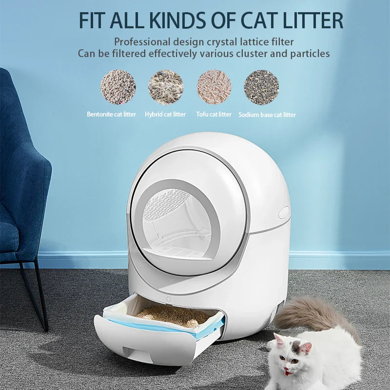 KTX-842003 Extra Large Smart Cat Litter Box with 5G WiFi, One-Touch Clean & Easy Maintenance, Ideal for Cats Up to 34.17lb