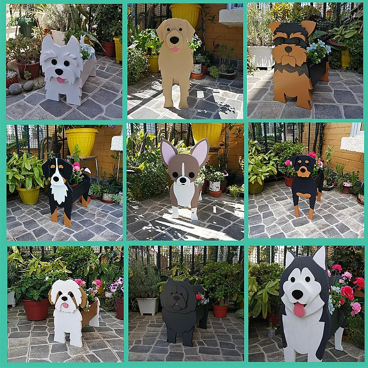 KTX-842067 Charming Dog-Shaped Plastic Flower Pot for Home and Outdoor Decor