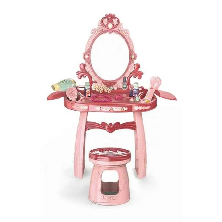 KTX-842387 Electric Light Music Makeup Vanity Desk Set with Chair for Girls Ages 3+ Pink