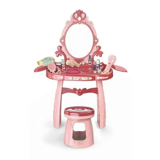 KTX-842387 Electric Light Music Makeup Vanity Desk Set with Chair for Girls Ages 3+ Pink