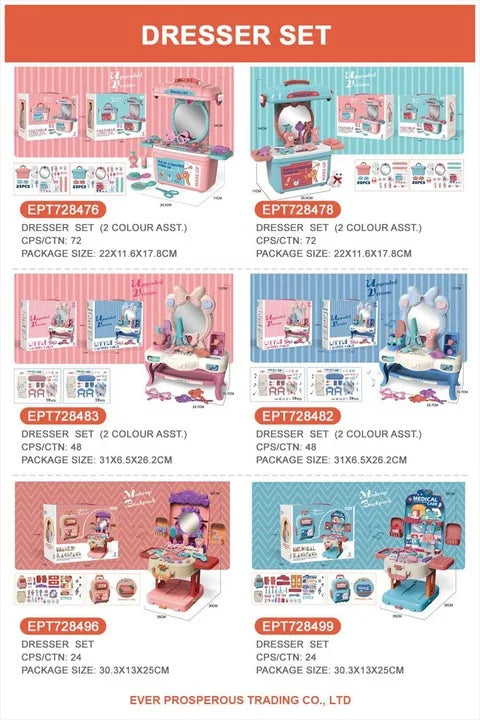 KTX-842387 Electric Light Music Makeup Vanity Desk Set with Chair for Girls Ages 3+ Pink