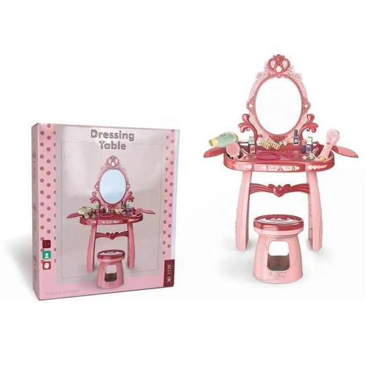 KTX-842387 Electric Light Music Makeup Vanity Desk Set with Chair for Girls Ages 3+ Pink