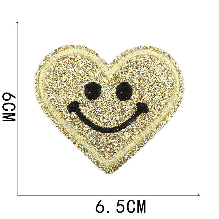 KTX-842387 Heart-Shaped Starry Sky Embroidered Iron-On Patch - Multi-Color Option Available