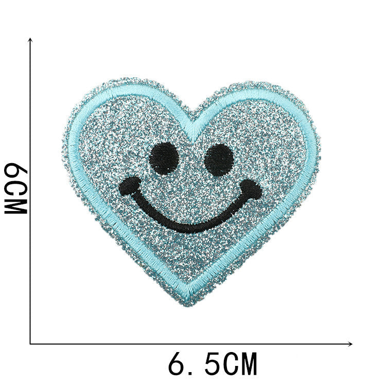KTX-842387 Heart-Shaped Starry Sky Embroidered Iron-On Patch - Multi-Color Option Available