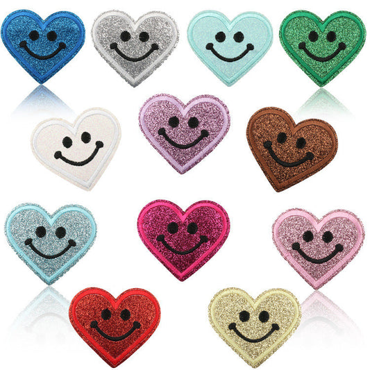 KTX-842387 Heart-Shaped Starry Sky Embroidered Iron-On Patch - Multi-Color Option Available