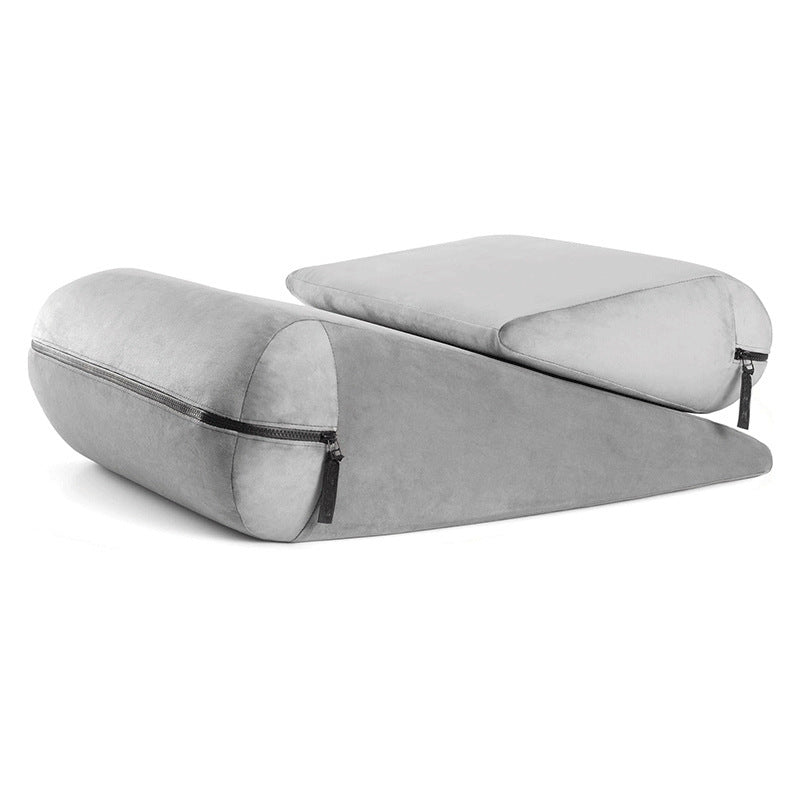 KTX-842387 High Density Triangle Pad Pillow - Red, Gray, Black, Lake Blue, Peach - Embroidered Design, 68x33x25 cm, Polyester Fiber Filling