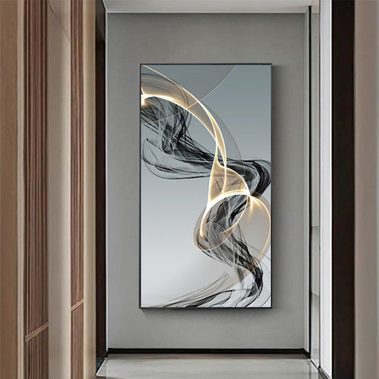 KTX-842643 Modern Rectangular Black and Yellow Geometric Abstract Canvas Art