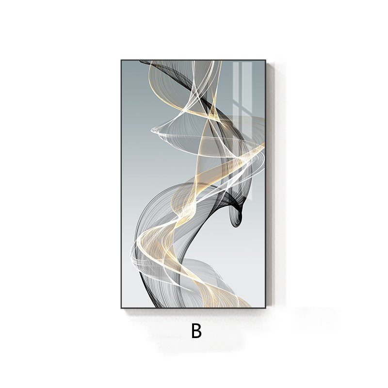 KTX-842643 Modern Rectangular Black and Yellow Geometric Abstract Canvas Art