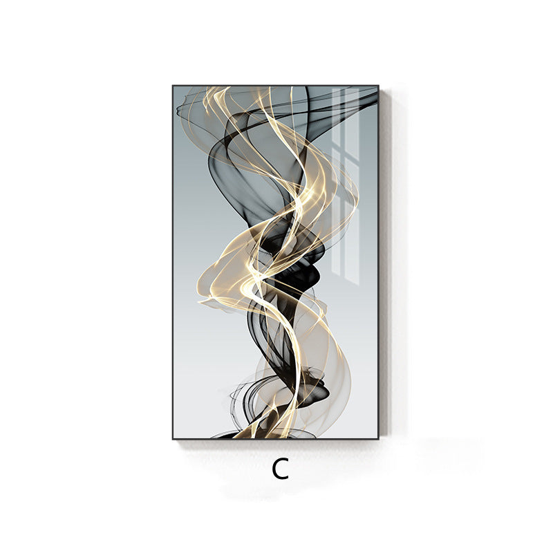 KTX-842643 Modern Rectangular Black and Yellow Geometric Abstract Canvas Art