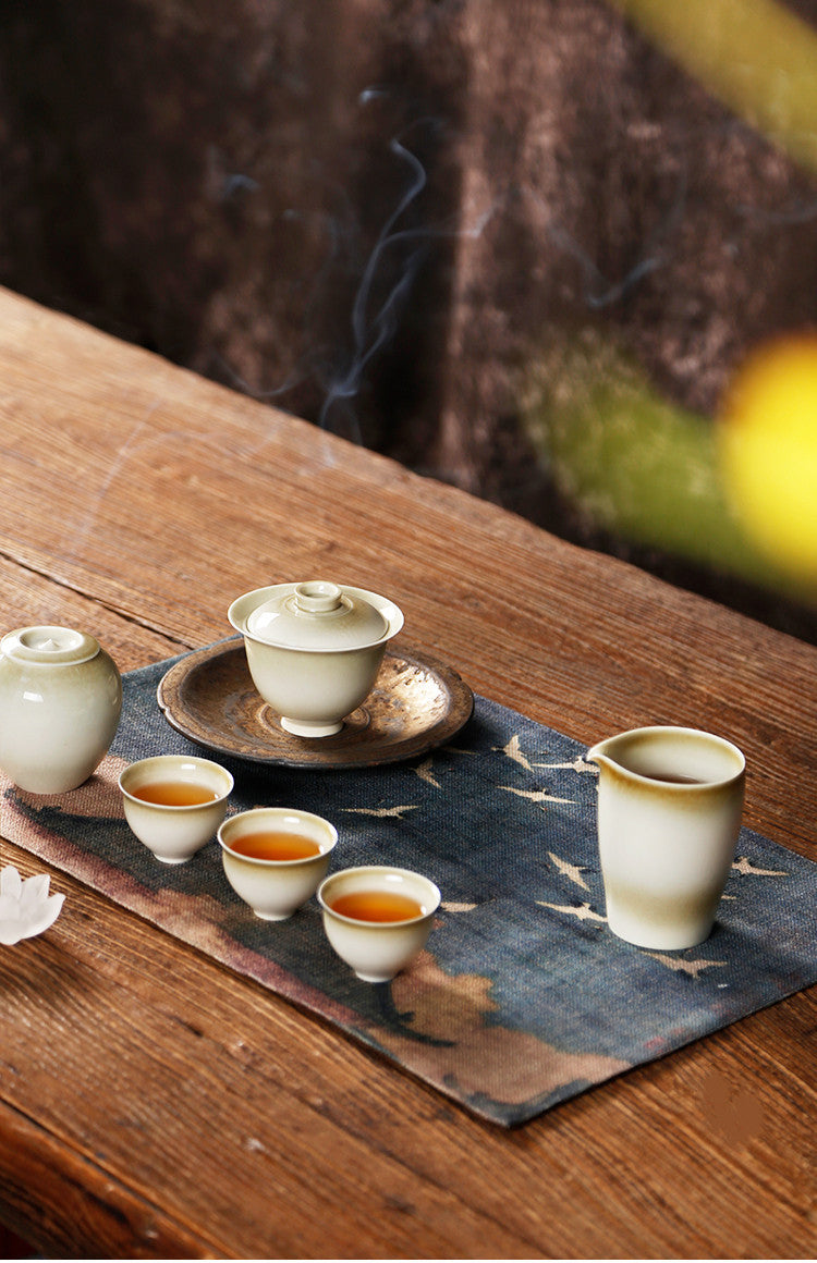 KTX-843283 Cotton Linen Tea Table Cloth - 50x30cm, Color Variation Due to Lighting