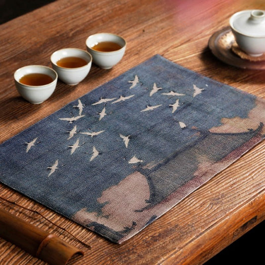 KTX-843283 Cotton Linen Tea Table Cloth - 50x30cm, Color Variation Due to Lighting