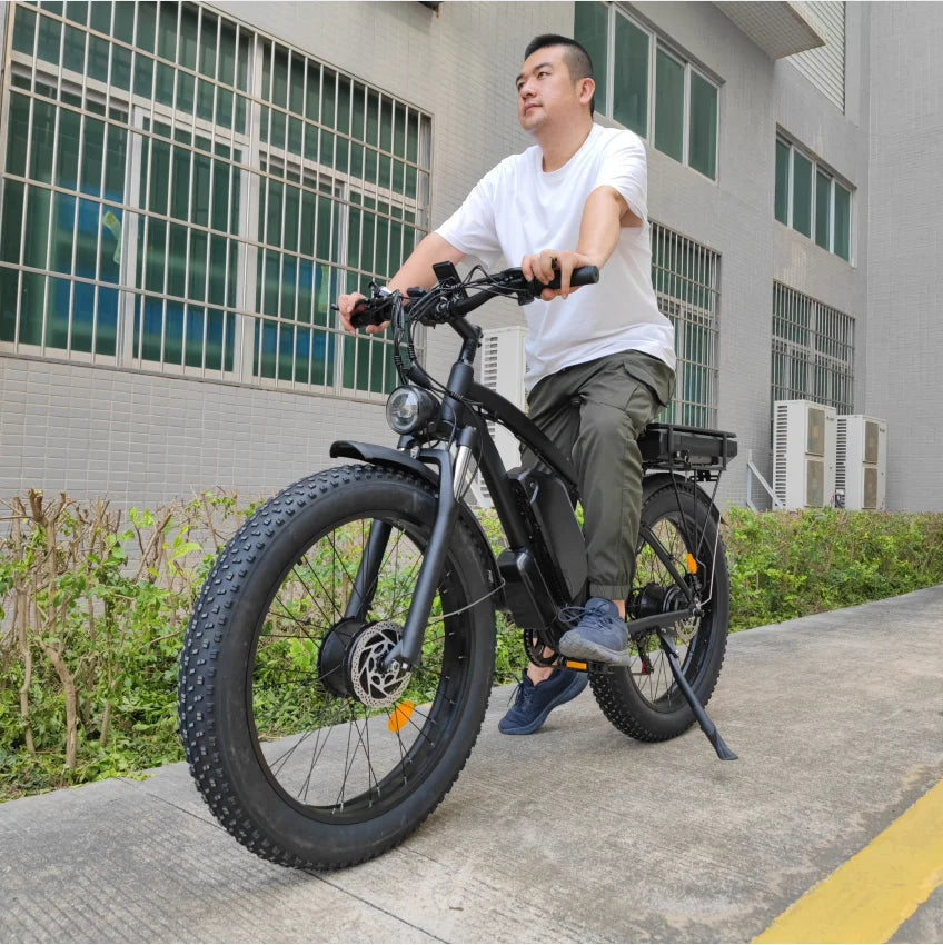 KTX-843411 26 Inch 48V 2000W Dual Motor Fat Tire Electric Mountain Bike with Dual Battery 7-Speed Gear System