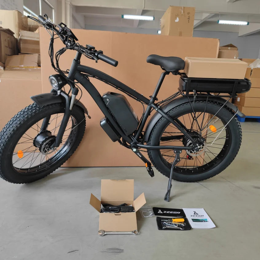 KTX-843411 26 Inch 48V 2000W Dual Motor Fat Tire Electric Mountain Bike with Dual Battery 7-Speed Gear System