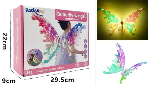 KTX-843539 Glowing Butterfly Wings for Kids - Electric Light Up Fairy Wings, Ages 2-13