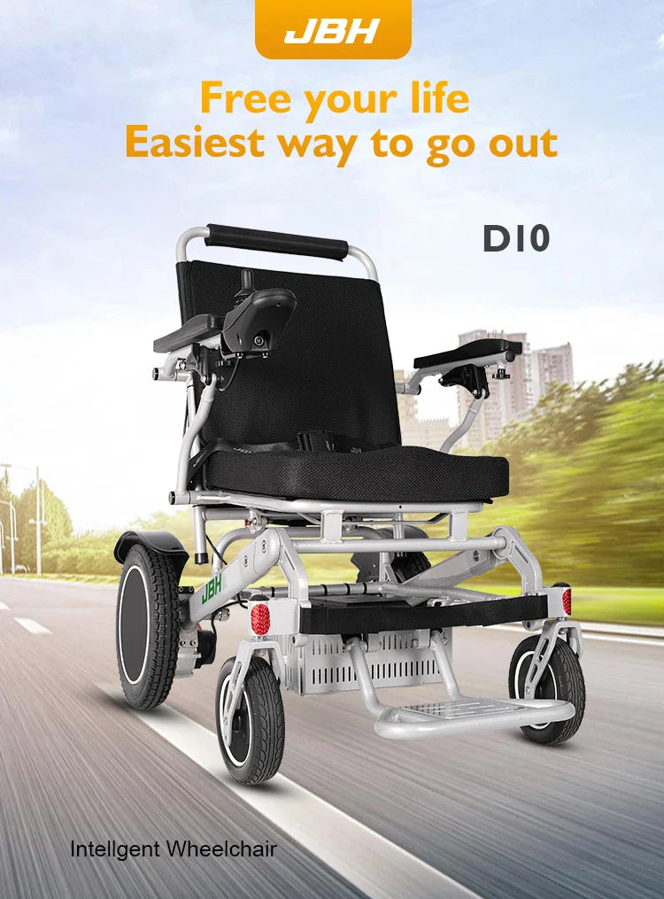KTX-843731 Adjustable Foldable Electric Wheelchair with Removable Battery and Aluminum Alloy Frame, Model D10
