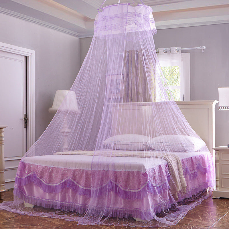 KTX-843859 European Style Hanging Dome Mosquito Net with Single Door Opening, Polyester Fiber Material