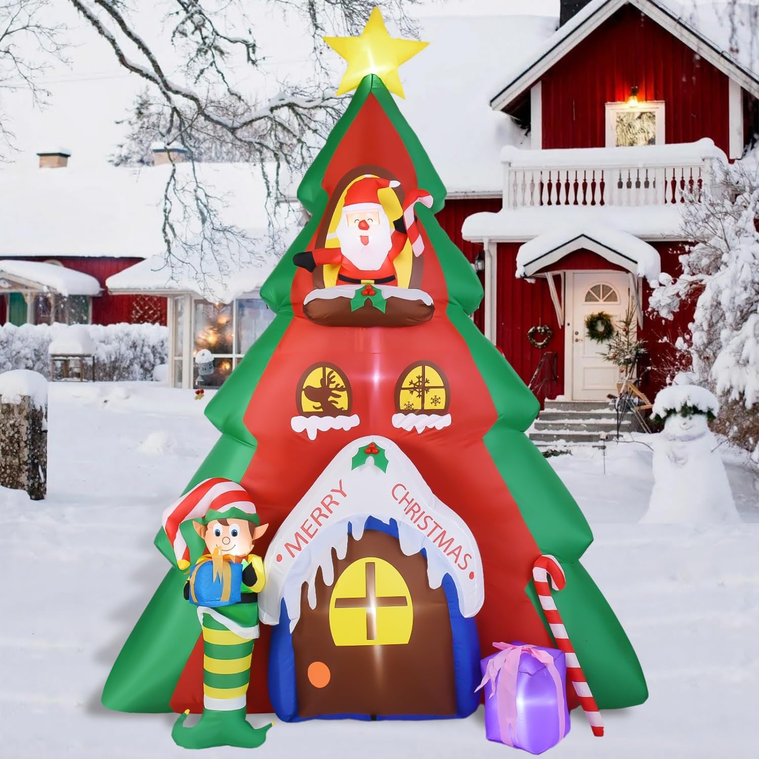 KTX-844051 10FT Inflatable Christmas Tree with Santa Claus for Indoor & Outdoor Holiday Decoration
