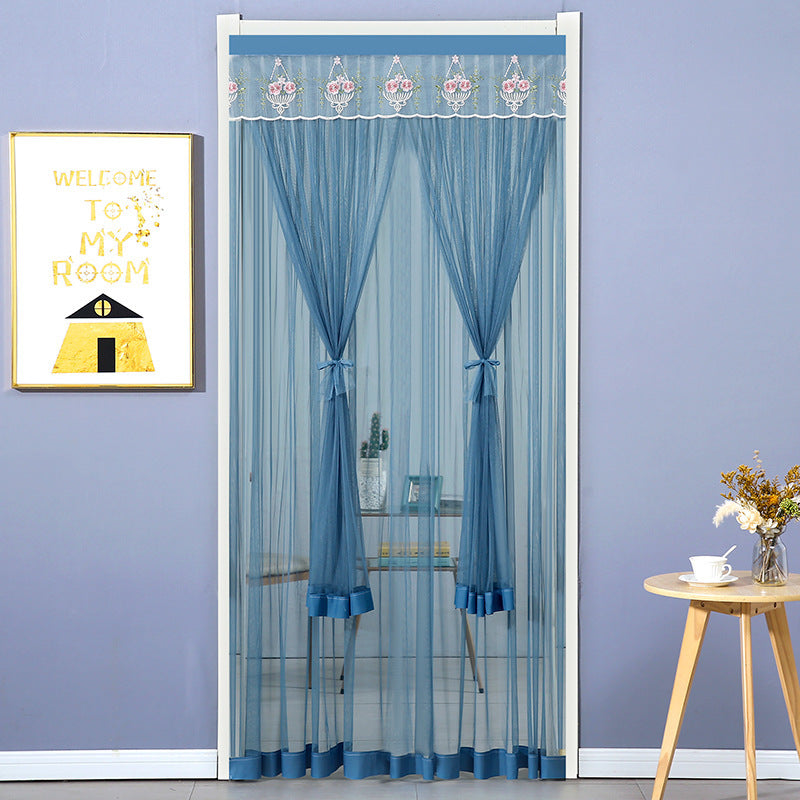 KTX-845715 Mosquito-Proof Lace Curtain - 90x200cm or 100x200cm, Velcro Style, Various Colors Available