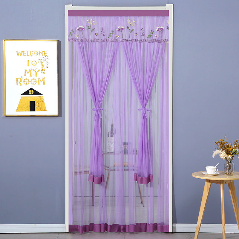 KTX-845715 Mosquito-Proof Lace Curtain - 90x200cm or 100x200cm, Velcro Style, Various Colors Available