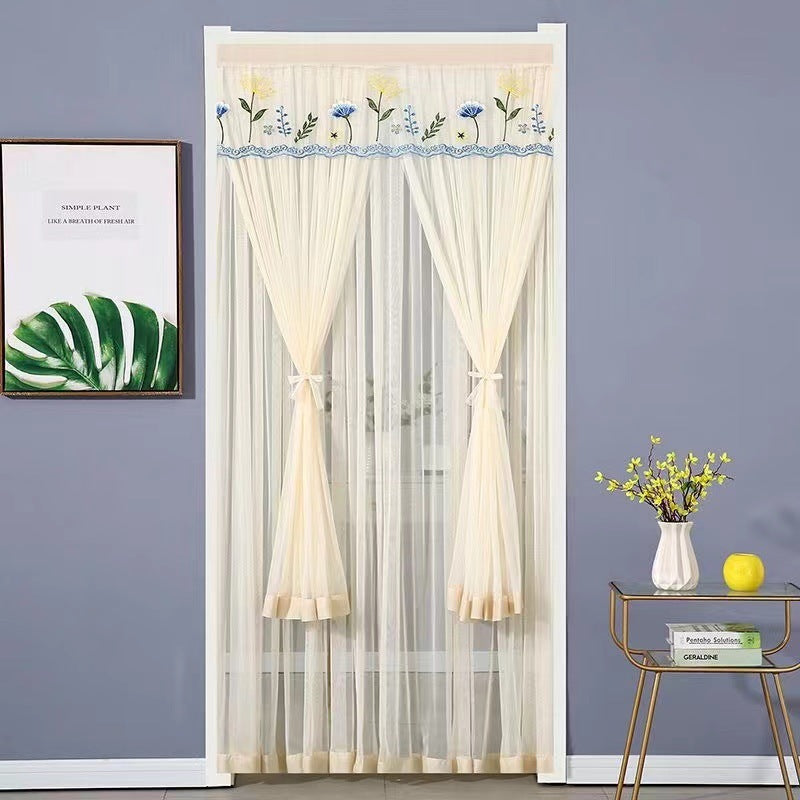 KTX-845715 Mosquito-Proof Lace Curtain - 90x200cm or 100x200cm, Velcro Style, Various Colors Available