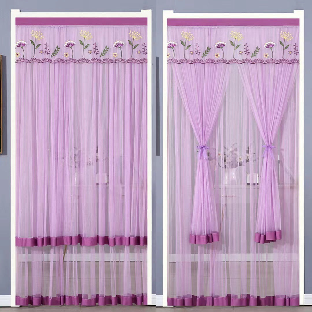 KTX-845715 Mosquito-Proof Lace Curtain - 90x200cm or 100x200cm, Velcro Style, Various Colors Available