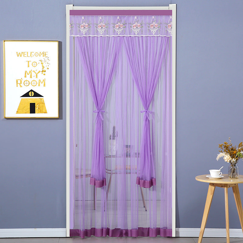 KTX-845715 Mosquito-Proof Lace Curtain - 90x200cm or 100x200cm, Velcro Style, Various Colors Available
