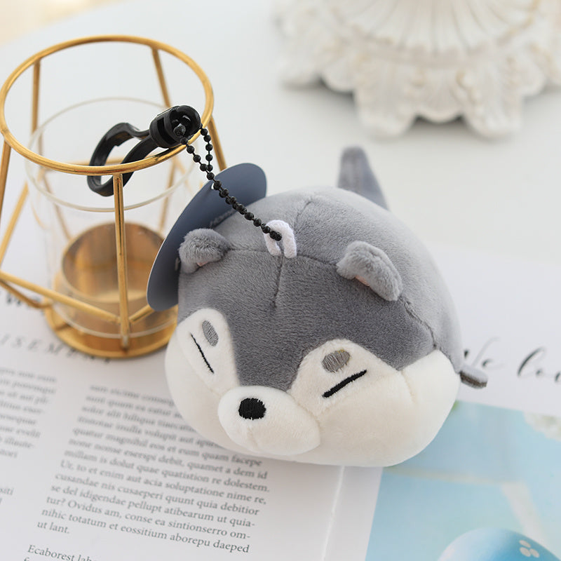 KTX-845843 Shiba Inu and Husky Dog Dumpling Keychain with Cosmetic Bag Set