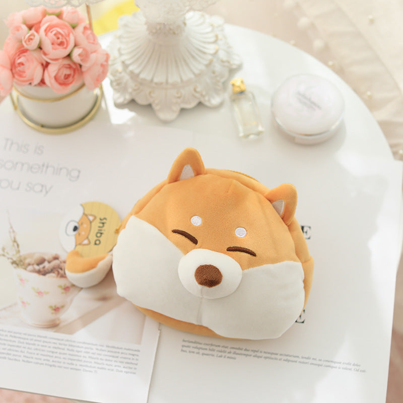 KTX-845843 Shiba Inu and Husky Dog Dumpling Keychain with Cosmetic Bag Set