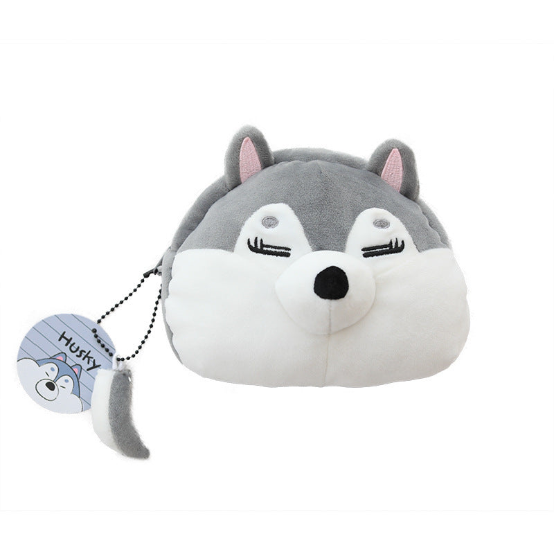 KTX-845843 Shiba Inu and Husky Dog Dumpling Keychain with Cosmetic Bag Set