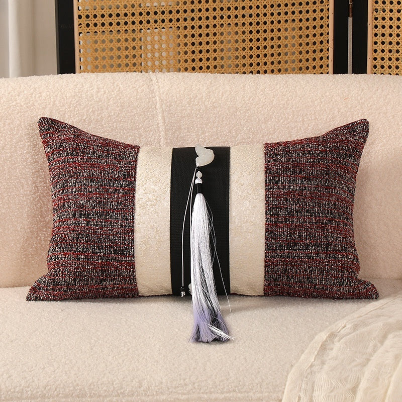 KTX-845971 Color Matching Cotton and Linen Couch Pillow - 45x45cm, New Chinese Style