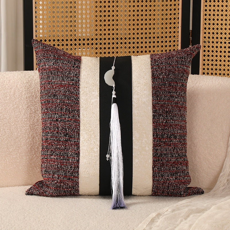 KTX-845971 Color Matching Cotton and Linen Couch Pillow - 45x45cm, New Chinese Style