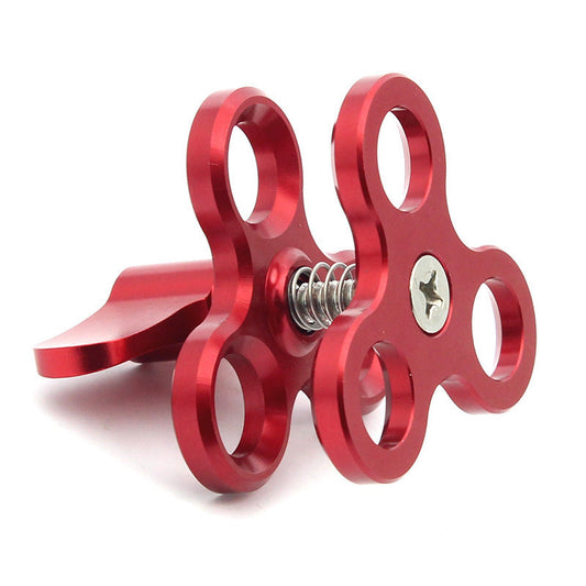 KTX-846227 Three-Hole Butterfly Clip for Diving Photography - Compatible with GOPRO and Other Action Cameras, Aluminum Alloy, Available in Red, Blue, and Black