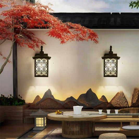 KTX-846867 Retro Outdoor Wall Lamp for Garden Gate – Sand Black Finish, E27 Design, Galvanized Sheet & Zinc Alloy Construction