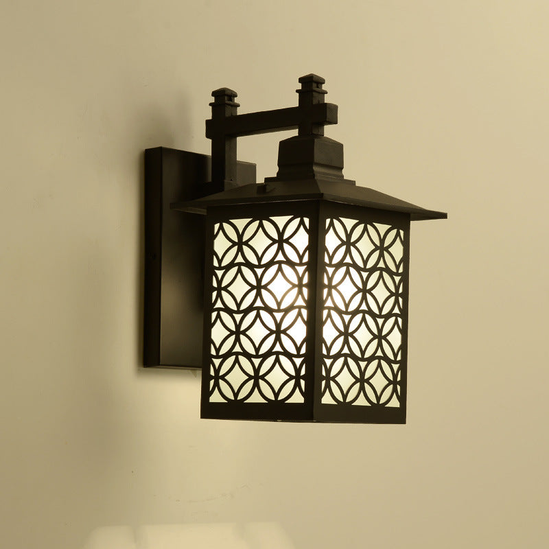 KTX-846867 Retro Outdoor Wall Lamp for Garden Gate – Sand Black Finish, E27 Design, Galvanized Sheet & Zinc Alloy Construction
