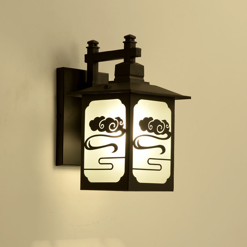 KTX-846867 Retro Outdoor Wall Lamp for Garden Gate – Sand Black Finish, E27 Design, Galvanized Sheet & Zinc Alloy Construction