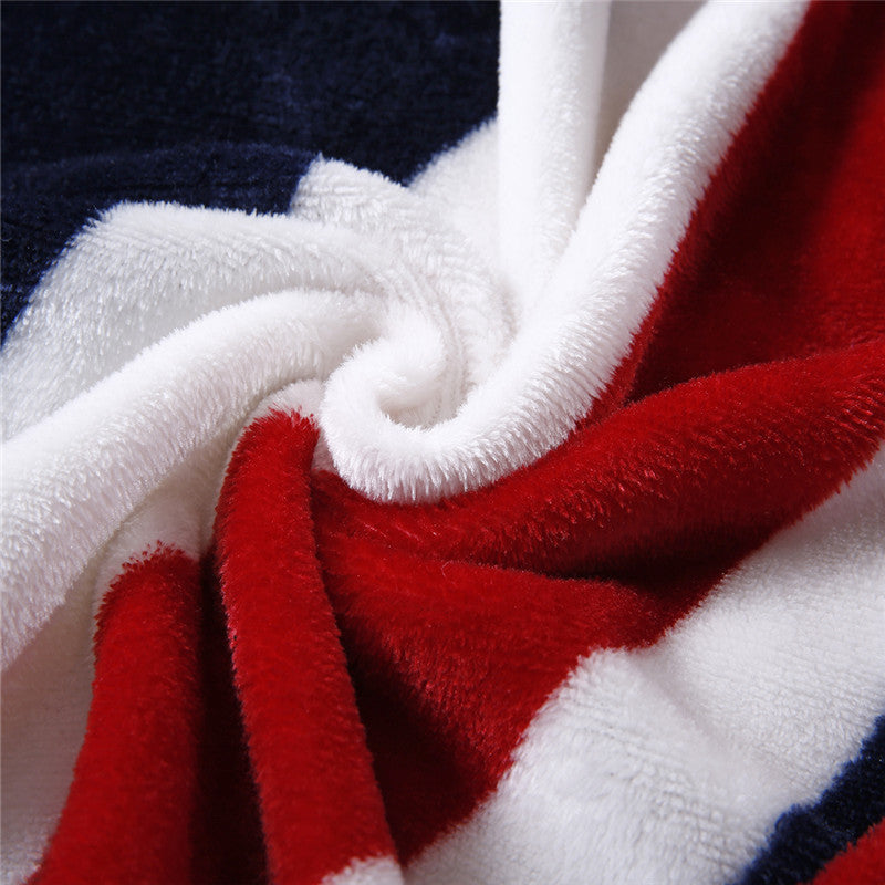 KTX-848147 British Flag Coral Fleece Blanket - Soft Polyester Fiber, 150x200 cm, European Style