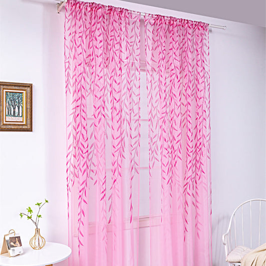 KTX-849171 Inverted Willow Wicker Printing Curtains for Living Room and Balcony Windows - Polyester Fiber, Various Sizes Available