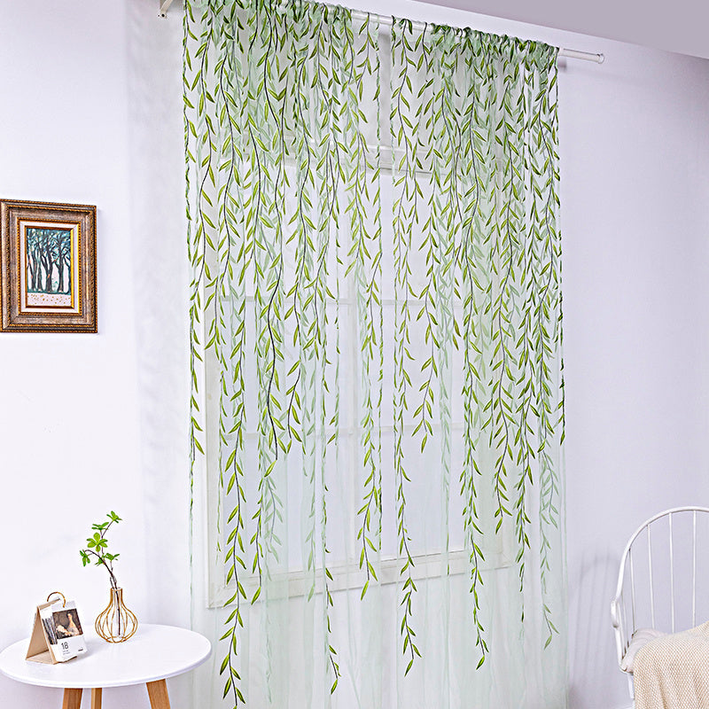 KTX-849171 Inverted Willow Wicker Printing Curtains for Living Room and Balcony Windows - Polyester Fiber, Various Sizes Available