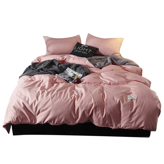 KTX-849299 Japanese Solid-Color Fusion Brushed Four-Piece Bedding Set in Multiple Sizes