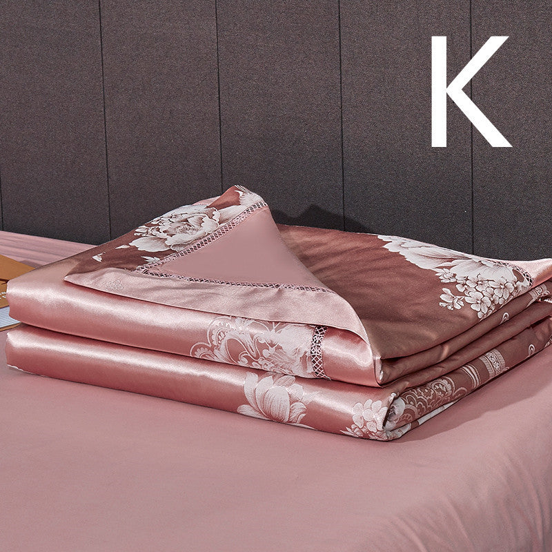 KTX-849299 Light Luxury Cotton Silk Embroidered Quilt Set for Summer Air Conditioning - Multiple Sizes Available