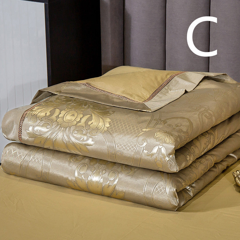 KTX-849299 Light Luxury Cotton Silk Embroidered Quilt Set for Summer Air Conditioning - Multiple Sizes Available