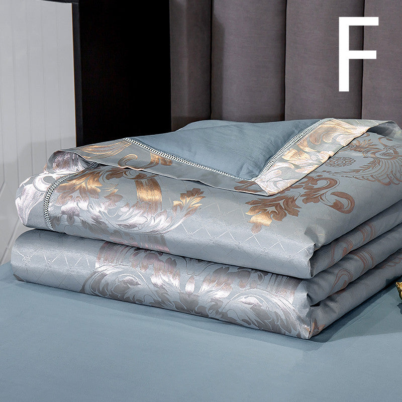 KTX-849299 Light Luxury Cotton Silk Embroidered Quilt Set for Summer Air Conditioning - Multiple Sizes Available