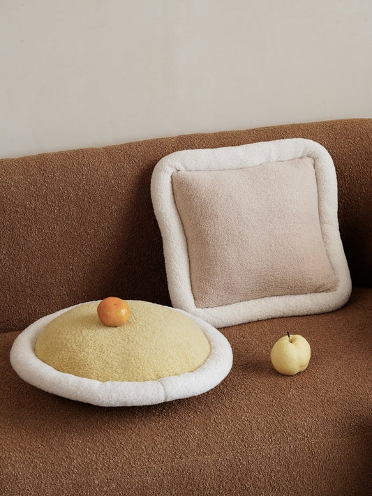 KTX-849619 Core Loop Velvet Living Room Pillow Set in Yellow and Khaki with PP Cotton Filling