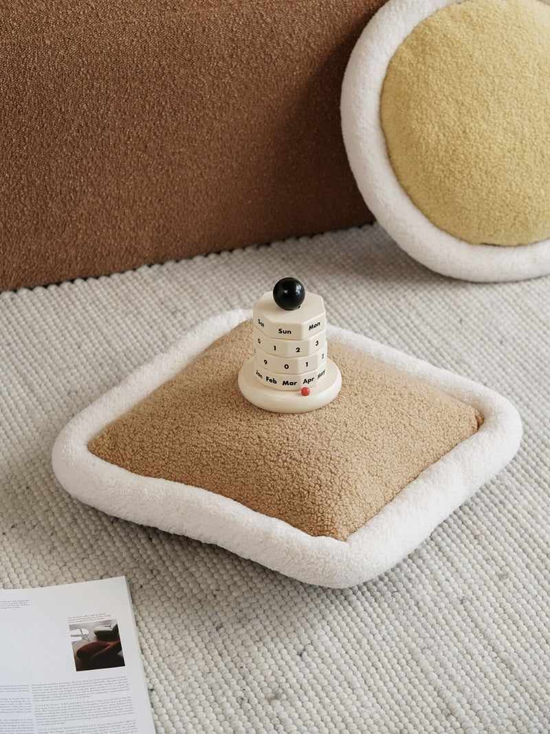 KTX-849619 Core Loop Velvet Living Room Pillow Set in Yellow and Khaki with PP Cotton Filling