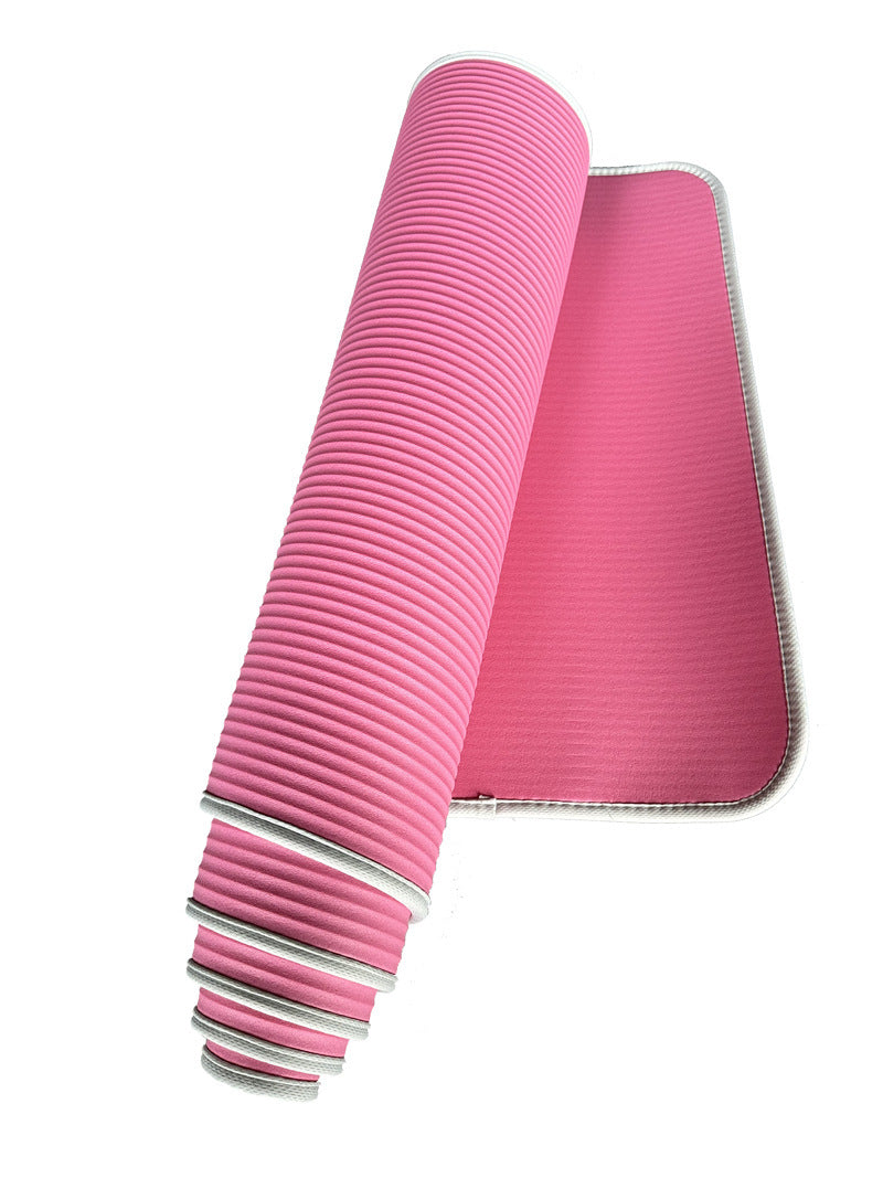 KTX-850195 Non-Slip Gymnastics Yoga Mat for Fitness and Dance - Solid Black with Red Edges, 183cm x 61cm, NBR Material